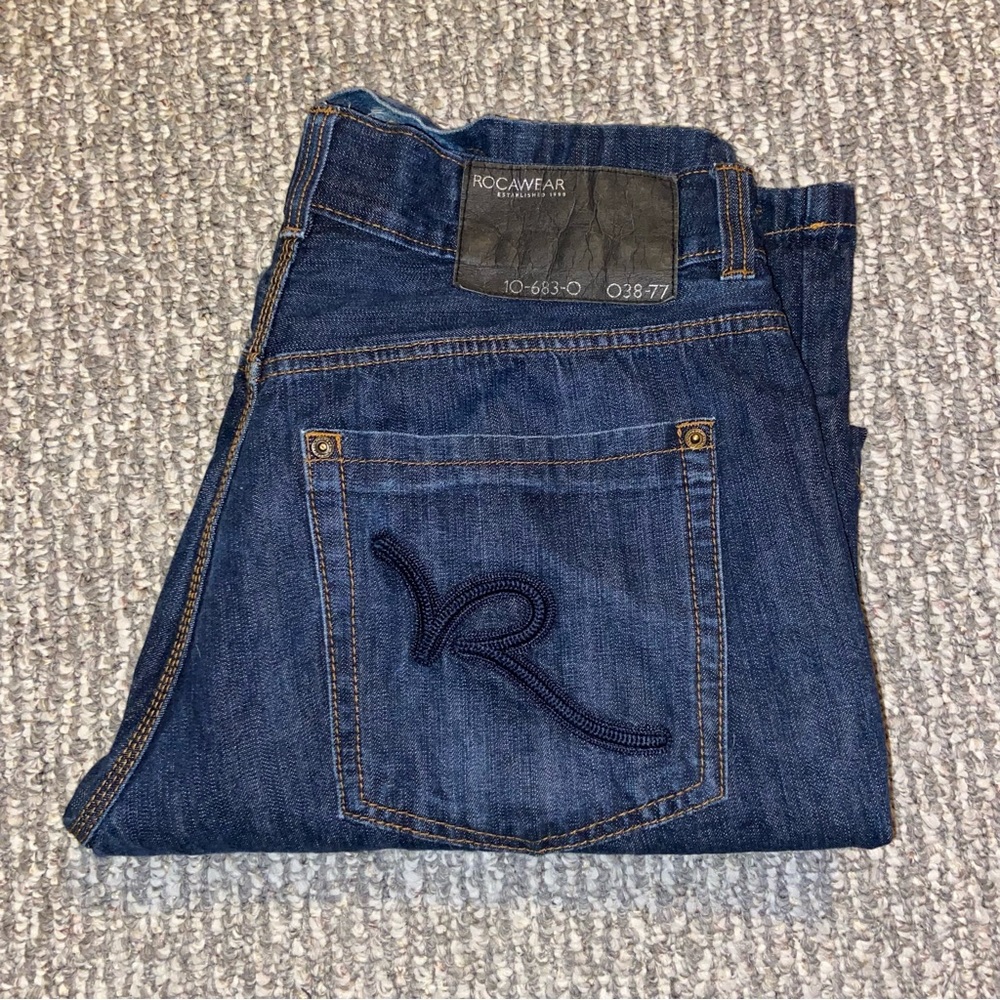 Rocawear embroidered logo blue jeans 👖